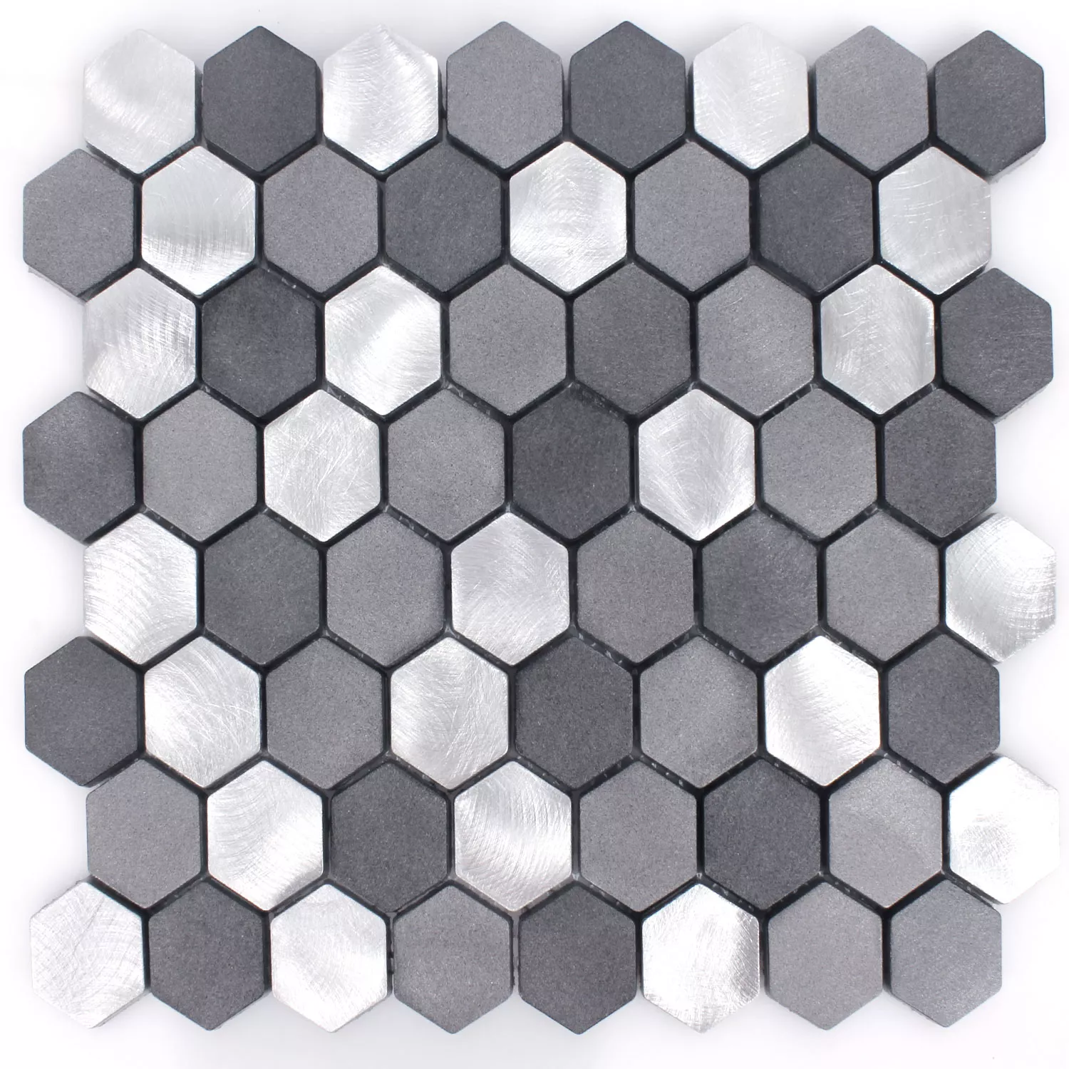 Vzorek Mozaiková Dlaždice Hliník Apache Šestiúhelník Černá Stříbrná