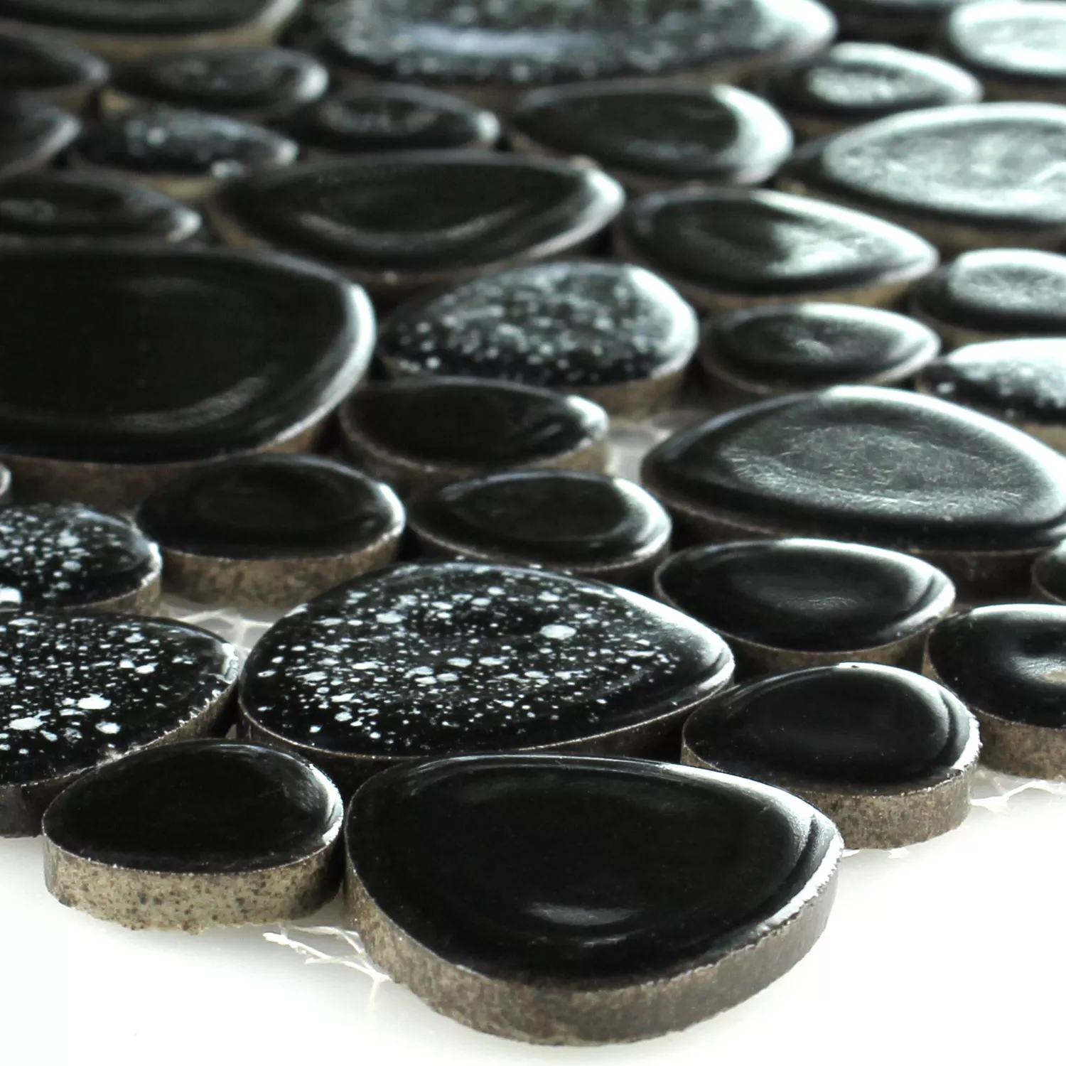 Vzorek Mozaiková Dlaždice Keramika Říční Oblázky Černá