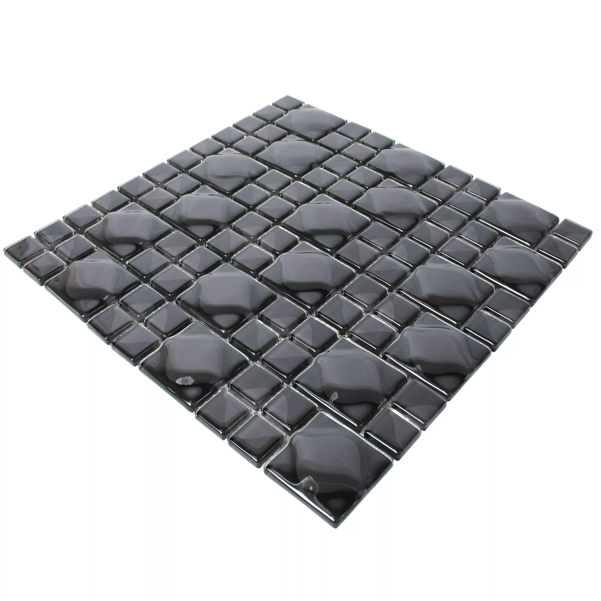 Vzorek Skleněná Mozaika Dlaždice Nokta Černá Šedá 3D
