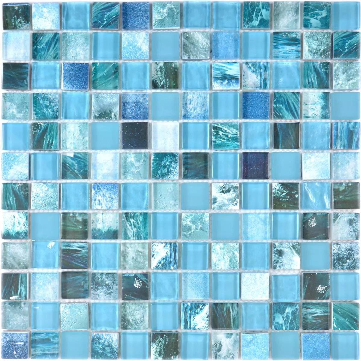 Skleněná Mozaika Dlaždice Cornelia Retro Vzhled Zelená Modrá