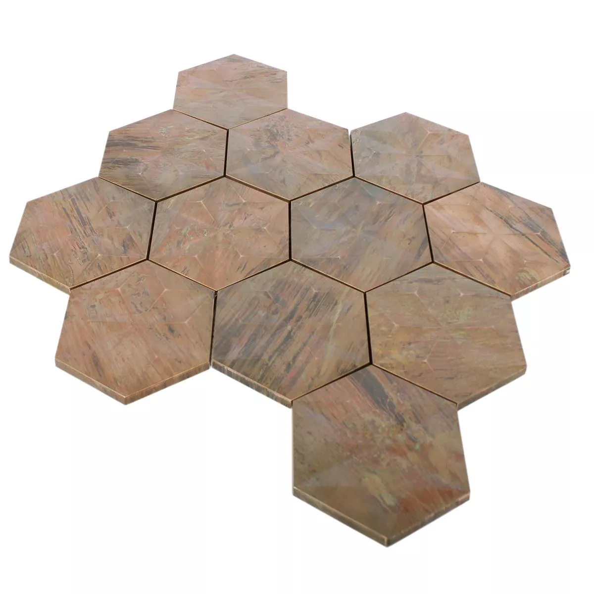Vzorek Kov Měď Mozaiková Dlaždice Myron Šestiúhelník 3D