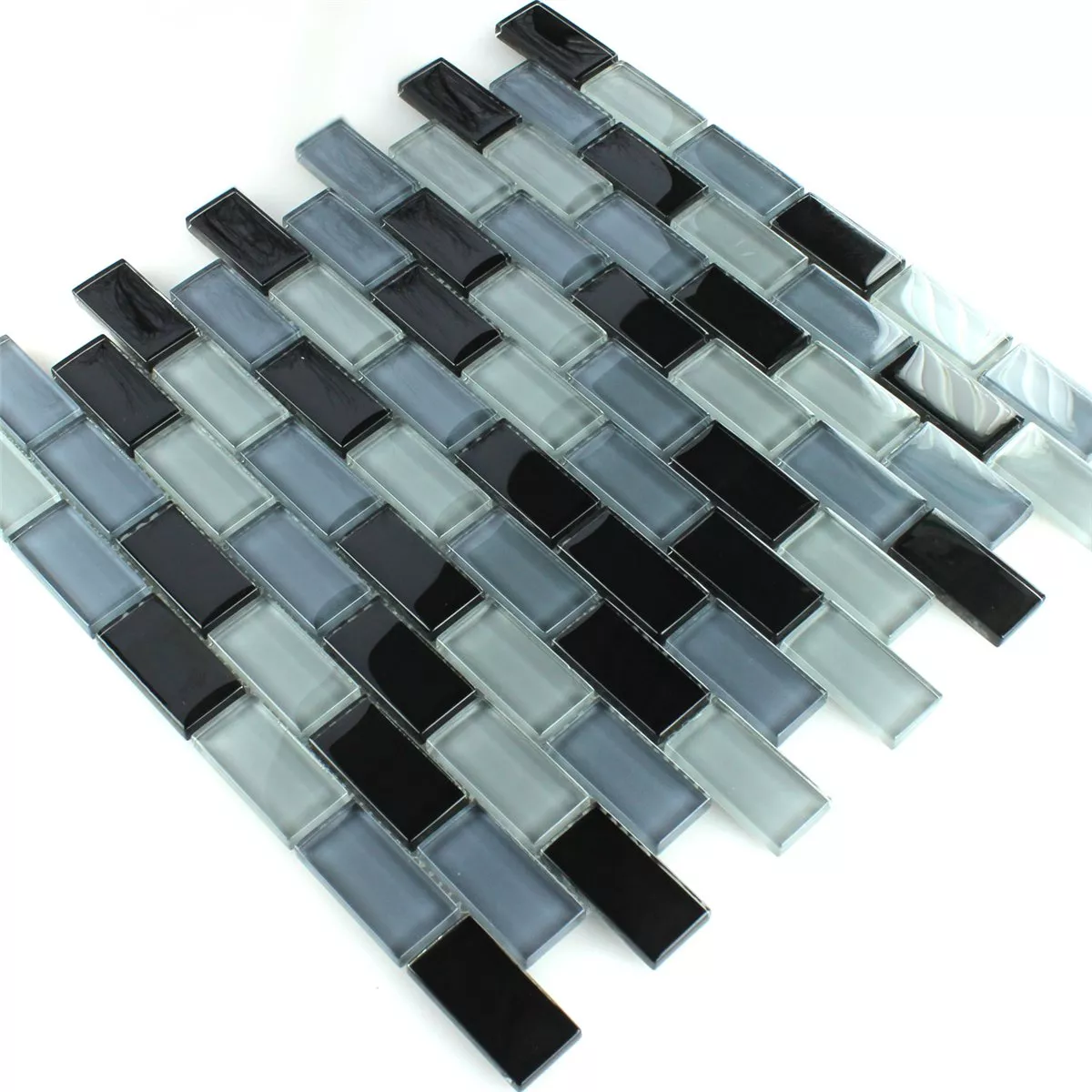 Vzorek Mozaiková Dlaždice Sklo Křišťál Brick Černá