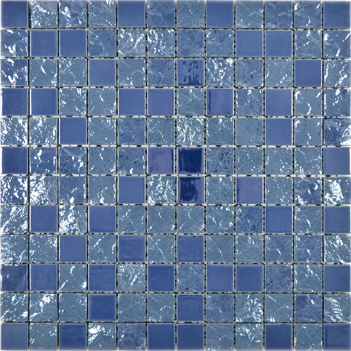 Vzorek Keramické Mozaikové Dlaždice Shogun 3D Modrá