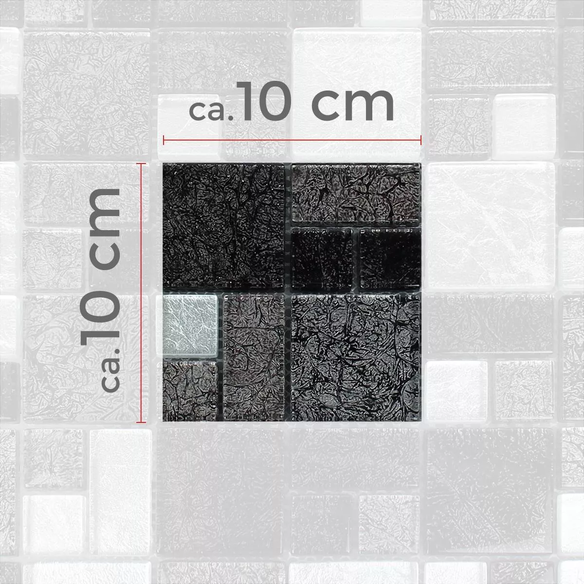 Vzorek Skleněná Mozaika Dlaždice Curlew Černá Stříbrná ix