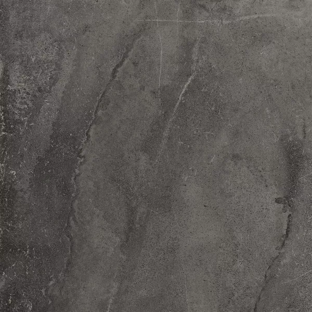 Vzorek Podlahové Dlaždice Detmold Vzhled Přírodního Kamene 60x60cm Antracitová
