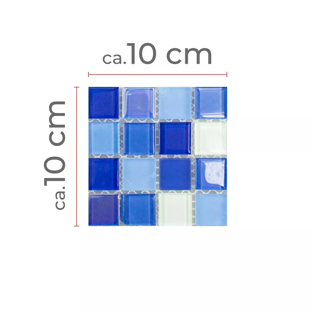 Vzorek Skleněná Mozaika Dlaždice Karlsruhe Modrá Bílá