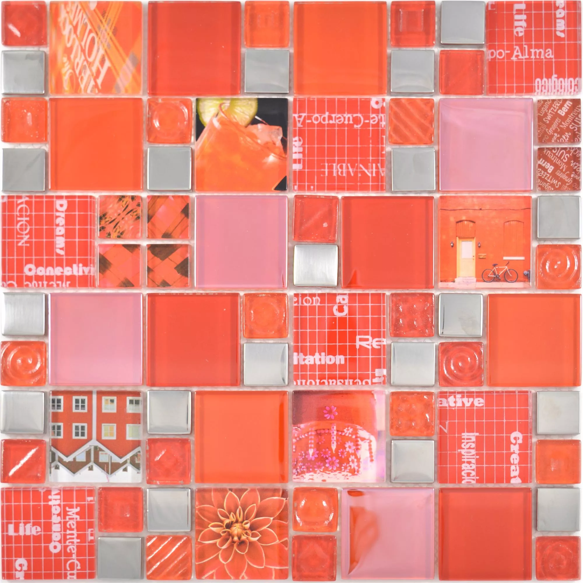 Vzorek Skleněná Mozaika Dlaždice Nemesis Červená