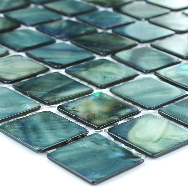 Mozaiková Dlaždice Sklo Perleťový Efekt 25x25x2mm Zelená