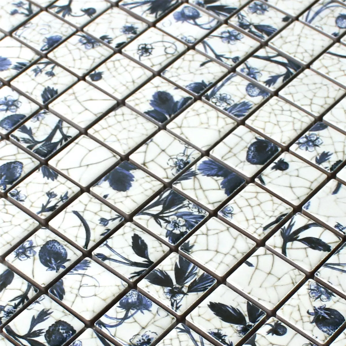 Mozaiková Dlaždice Keramika Strawberry Bílá Modrá