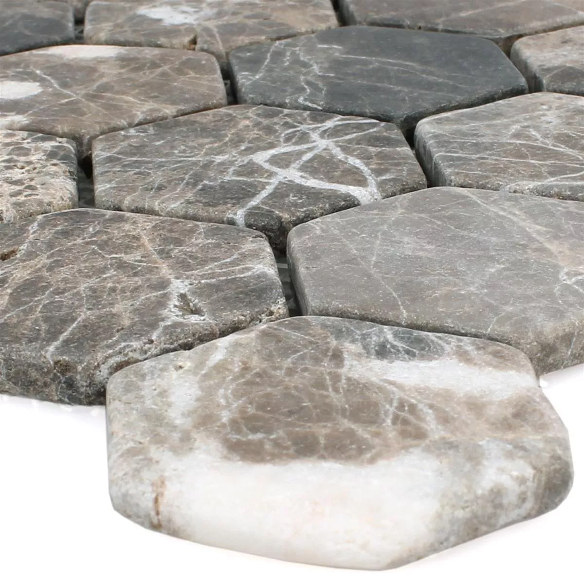 Mozaiková Dlaždice Mramor Tarsus Šestiúhelník Emprador Mozaiková Dlaždice Mramor Tarsus Šestiúhelník Emprador