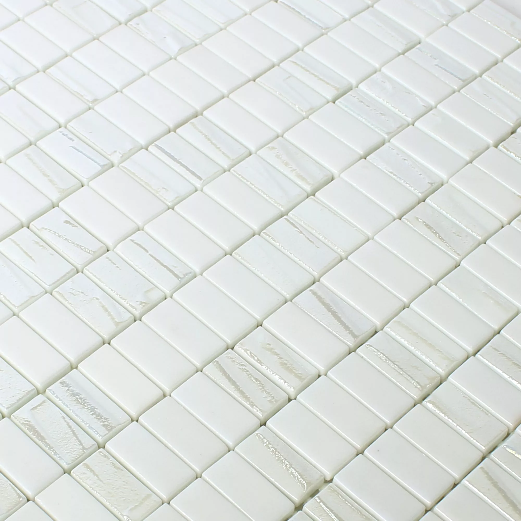 Skleněná Mozaika Dlaždice Presley Bílá Metallic Hůlky