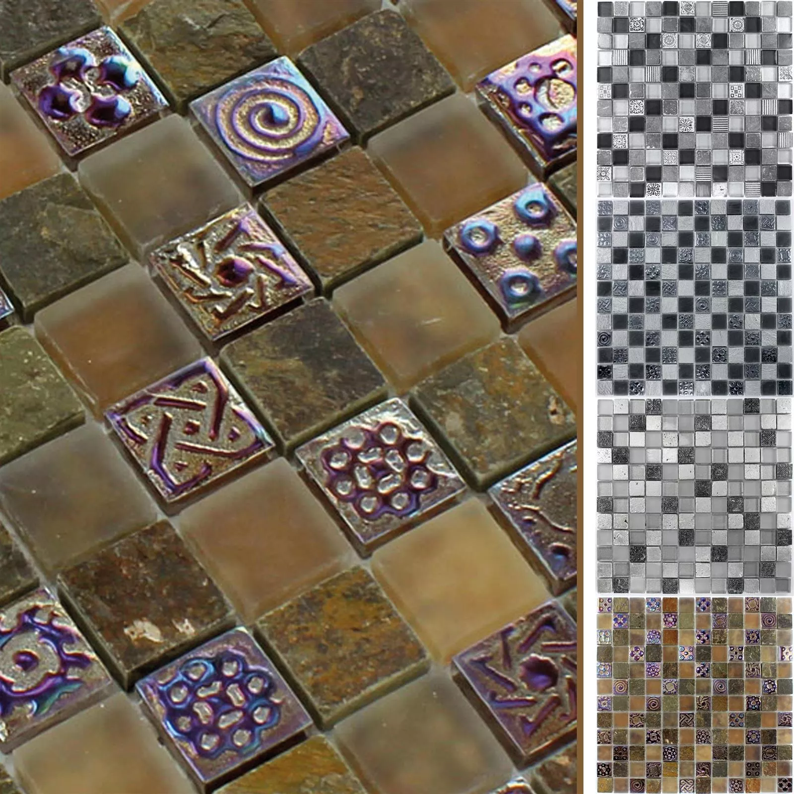 Vzorek Mozaiková Dlaždice Los Angeles Sklo Přírodní Kámen