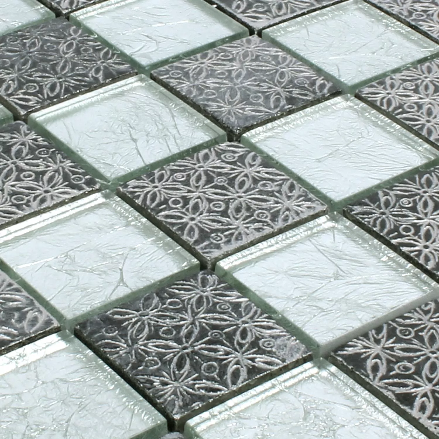 Mozaiková Dlaždice Sklo Přírodní Kámen Friesia Stříbrná