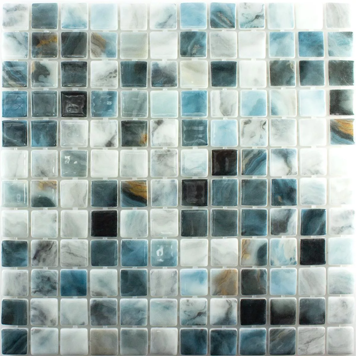 Skleněná Mozaika Do Bazénů Baltic Modrá Šedá 25x25mm