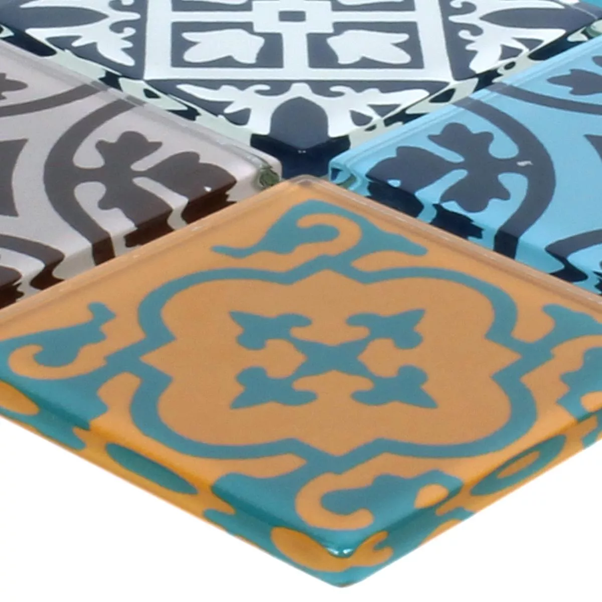 Vzorek Skleněná Mozaika Dlaždice Barock Pestrobarevná Úzký