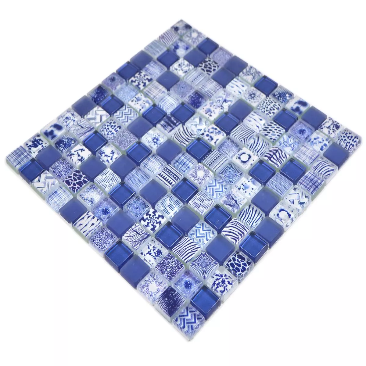 Skleněná Mozaika Dlaždice Cornelia Retro Vzhled Modrá