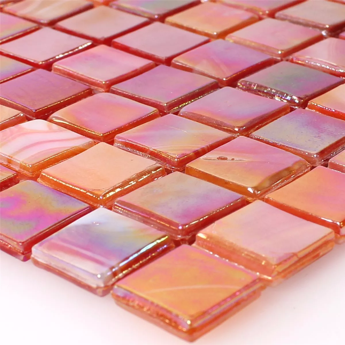 Vzorek Skleněná Mozaika Dlaždice Perleťový Efekt Červená Mix