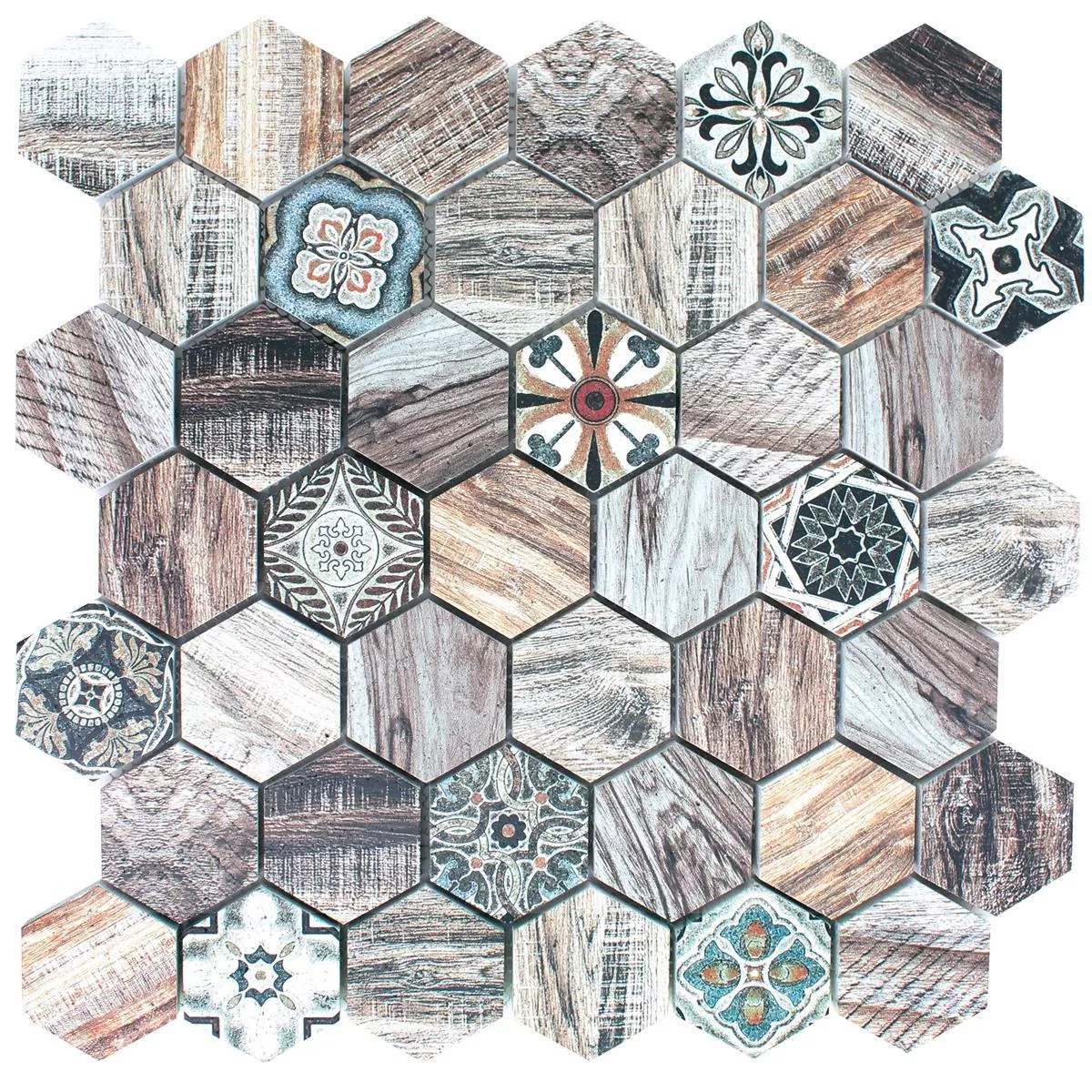 Mozaika Z Přírodního Kamene Dlaždice Kapstadt Dřevěný Vzhled Hnědá