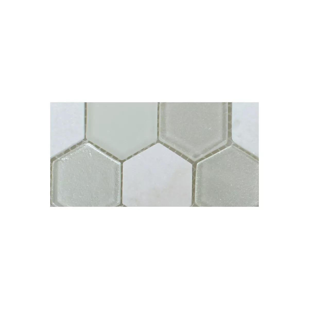 Vzorek Mozaiková Dlaždice Šestiúhelník Sklo Přírodní Kámen Bílá 3D