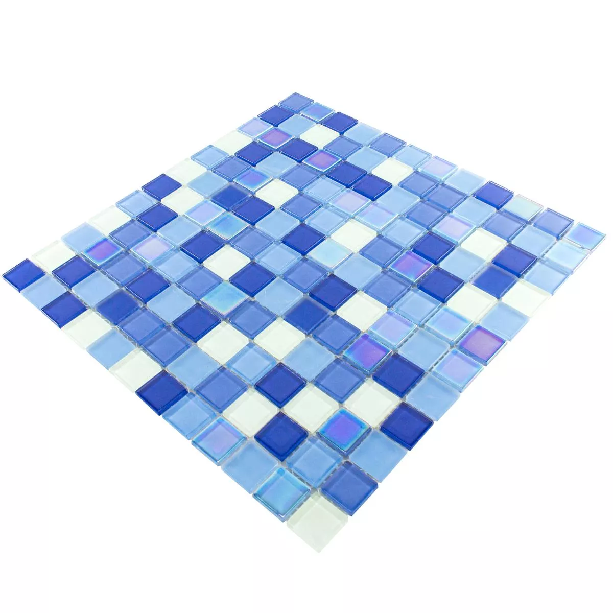 Skleněná Mozaika Dlaždice Karlsruhe Modrá Bílá