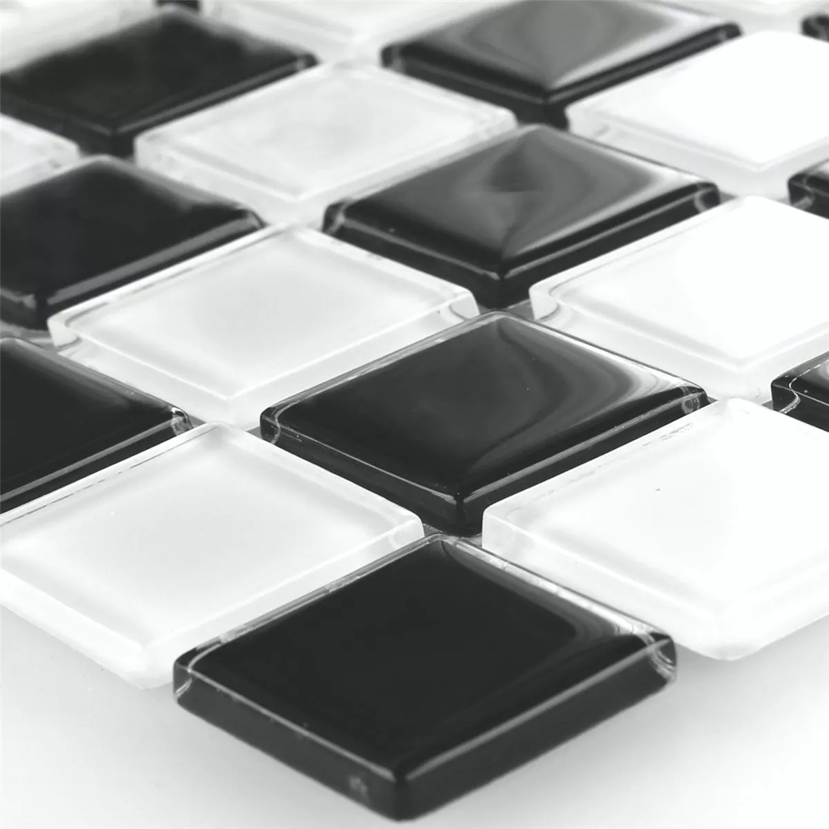 Vzorek Mozaiková Dlaždice Sklo Šachovnice Černá Bílá