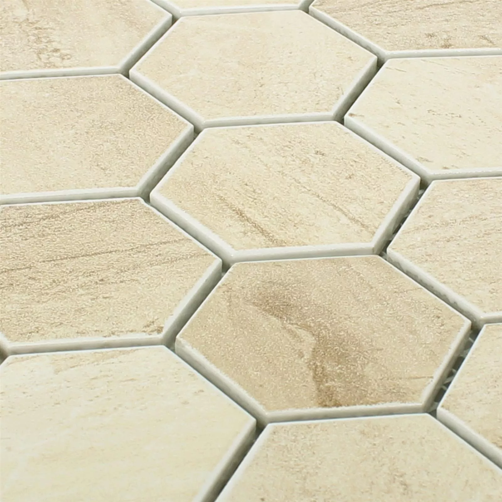 Vzorek Keramika Betonový Vzhled Mozaiková Dlaždice Shepherd Šestiúhelník Béžová