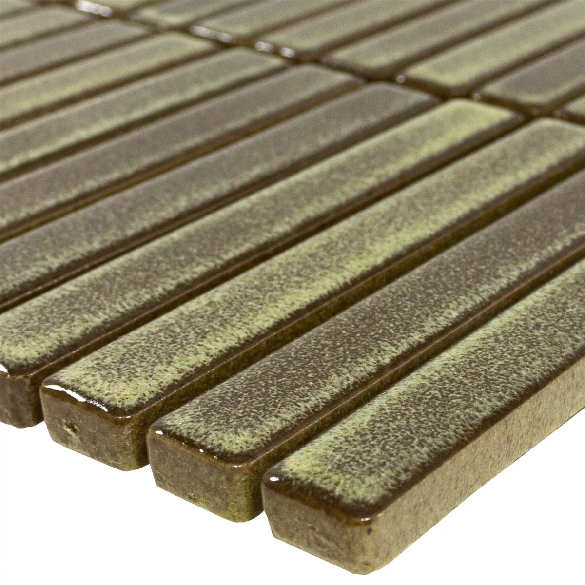 Keramická Mozaika Wallachia Světle Hnědá Lesklá 12x92x8 mm