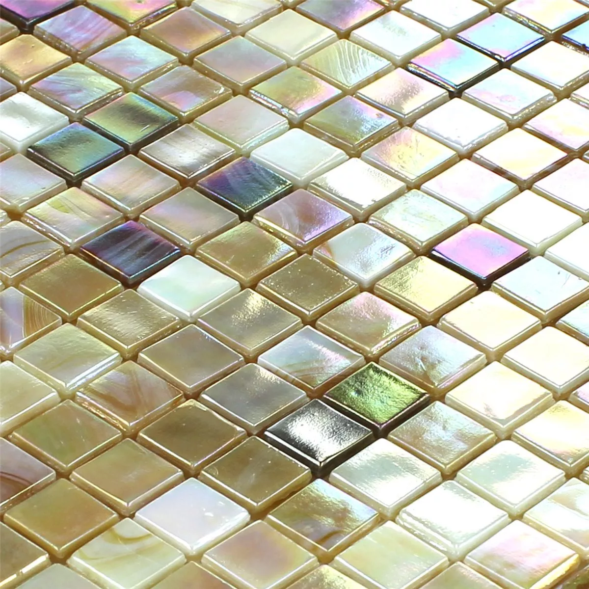 Skleněná Mozaika Perleť Mix Pískové Barvy 15x15x4mm