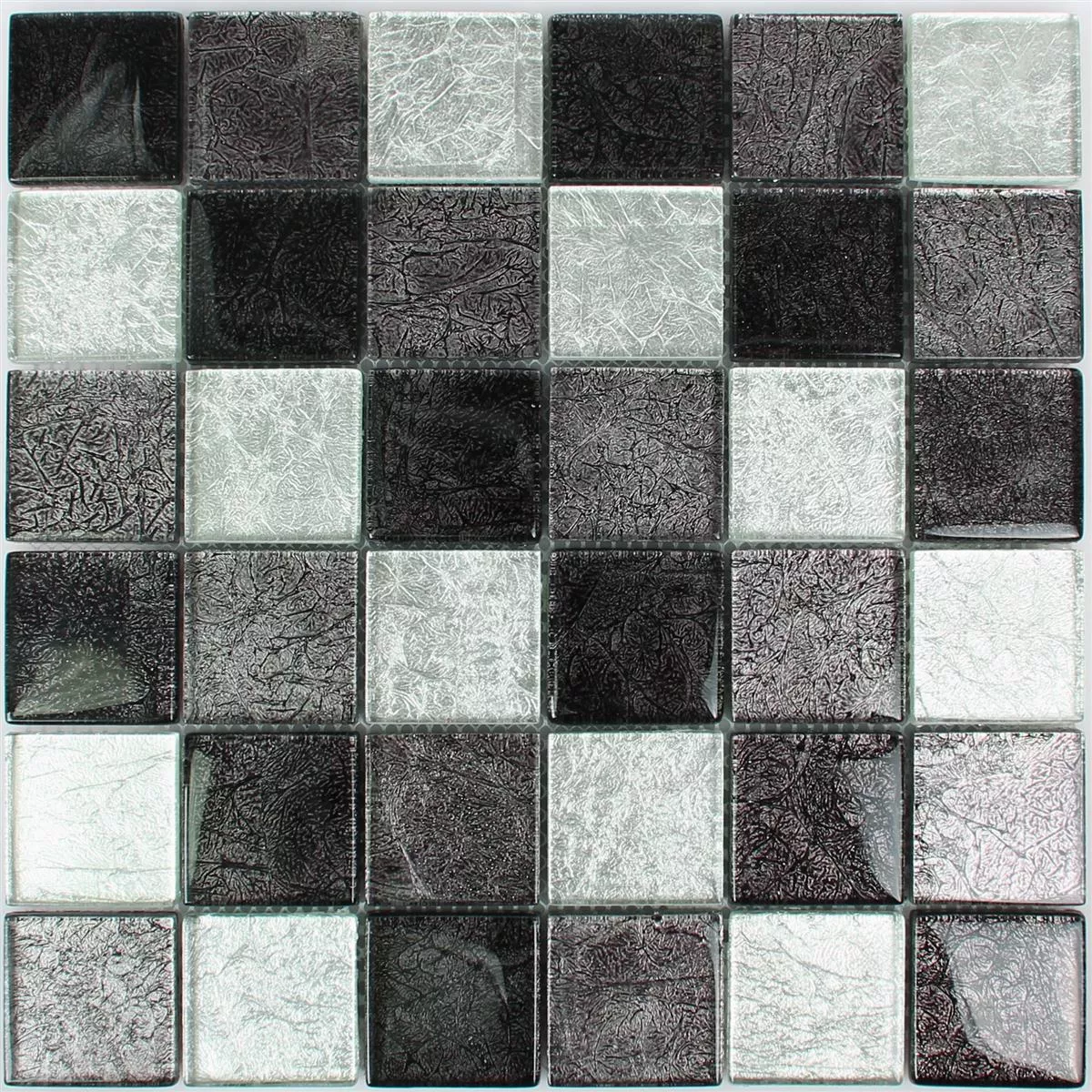 Skleněná Mozaika Dlaždice Curlew Černá Stříbrná 48