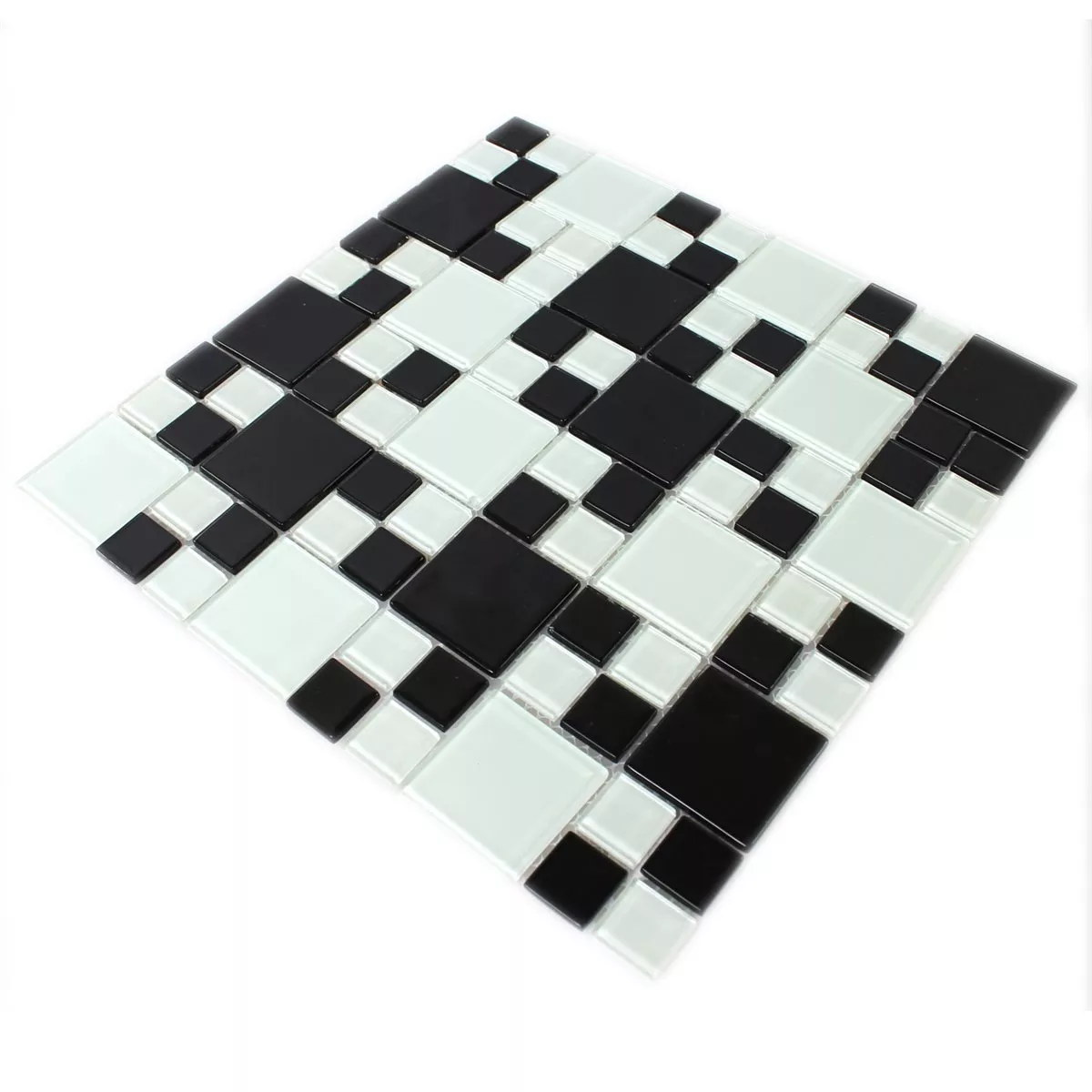Skleněná Mozaika Dlaždice Černá Bílá Mix