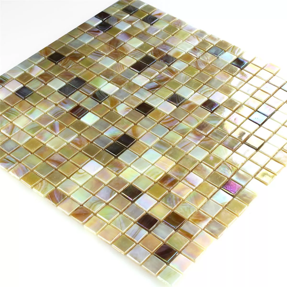 Skleněná Mozaika Perleť Mix Pískové Barvy 15x15x4mm