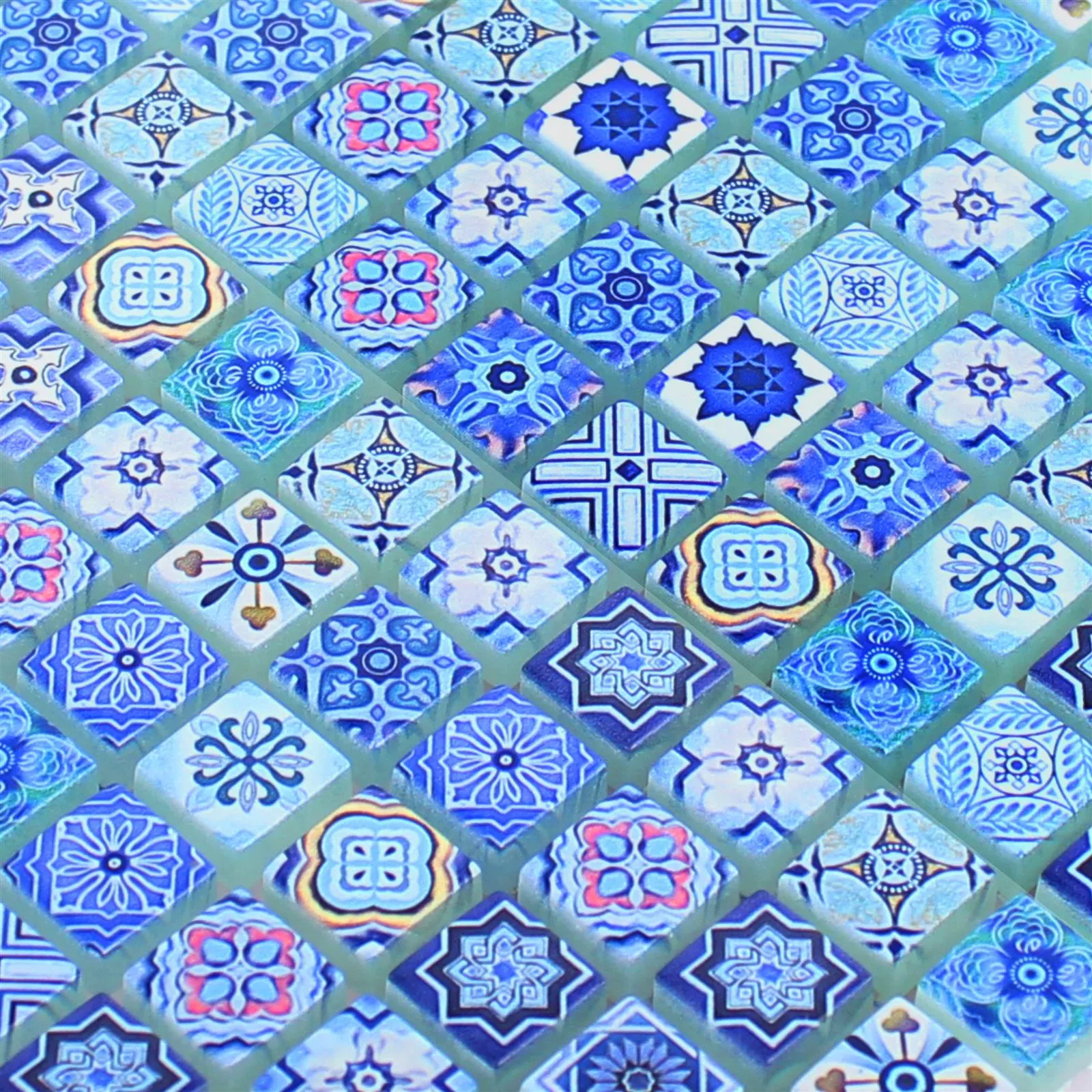 Vzorek Skleněná Mozaika Dlaždice Marrakech Modrá