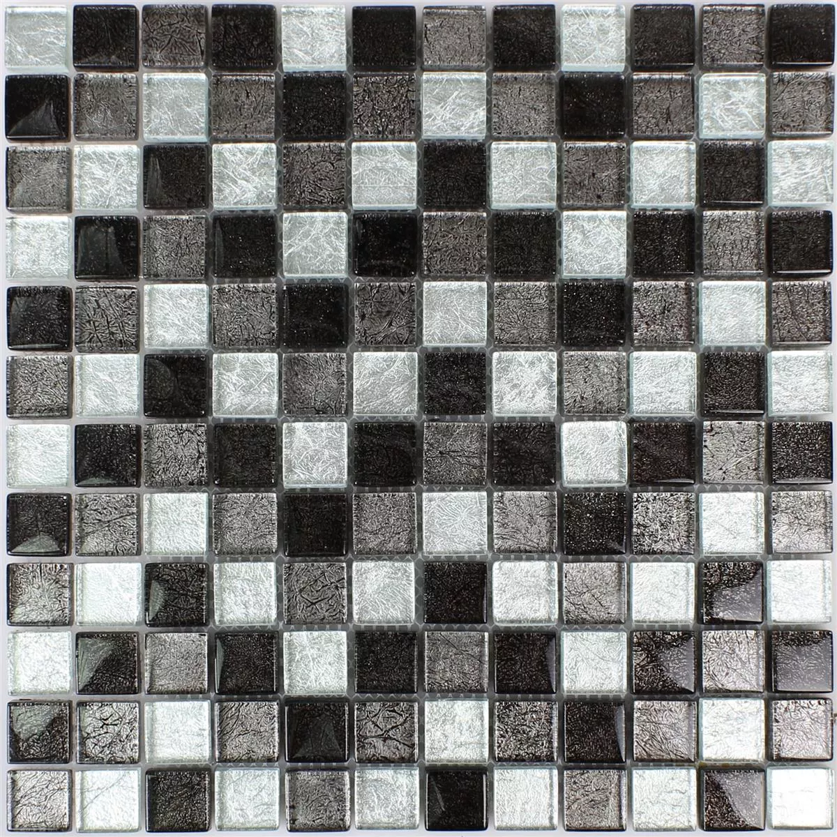 Skleněná Mozaika Dlaždice Curlew Černá Stříbrná 23