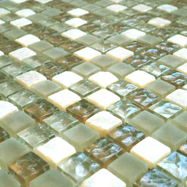 Mozaikové Dlaždice Skleněný Mramor 15x15x8mm Béžový Mix Onyx