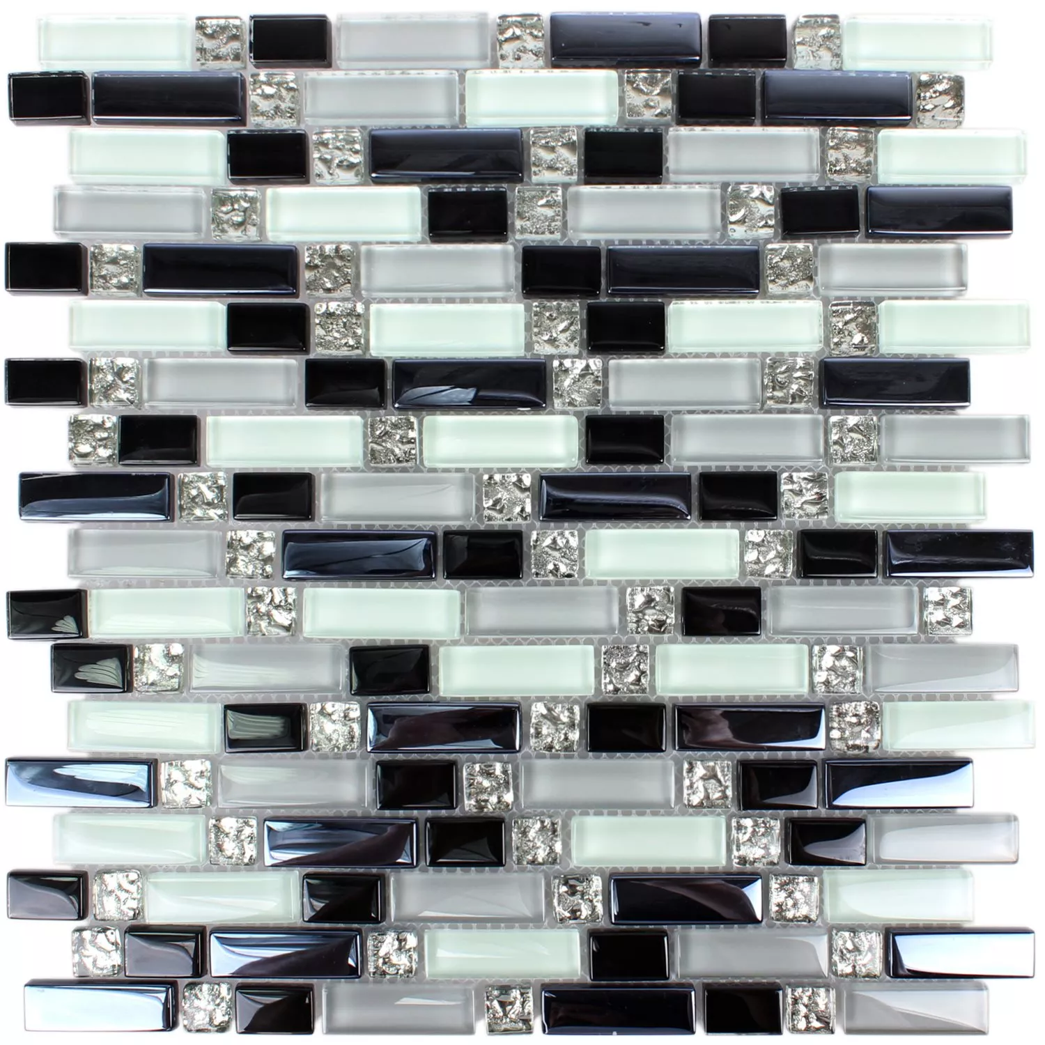 Vzorek Skleněná Mozaika Dlaždice Minaki Černá Bílá Šedá