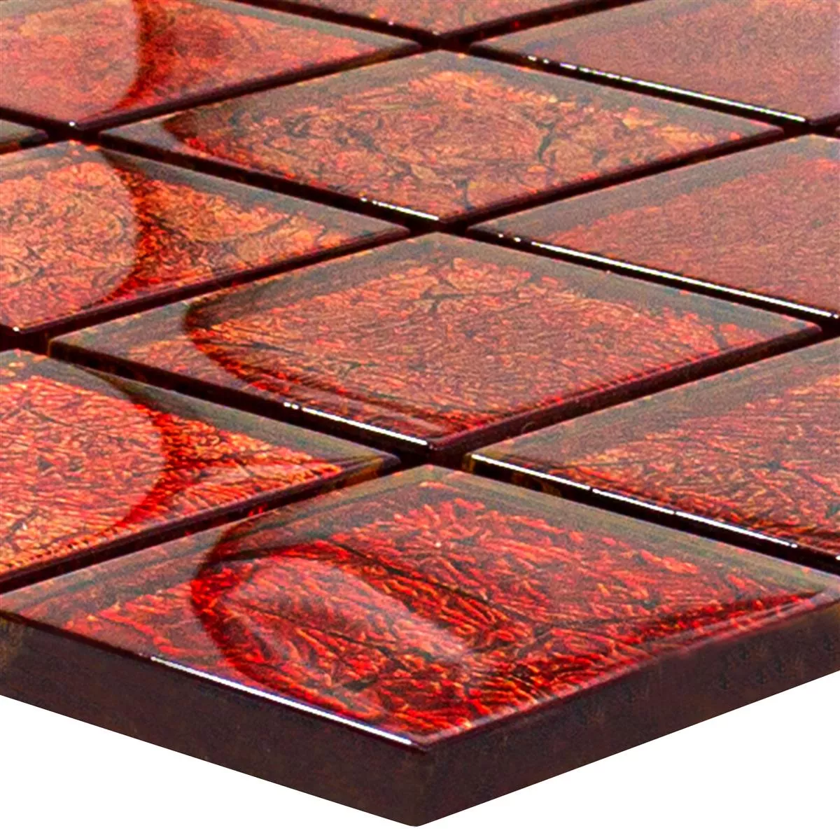 Skleněná Mozaika Dlaždice Seraphina Červená Čtverec 47