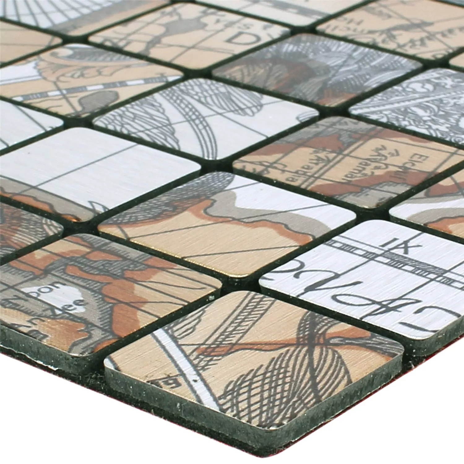 Vzorek Mozaiková Dlaždice Kov Samolepicí Pinta Mapa Světa Stříbrná