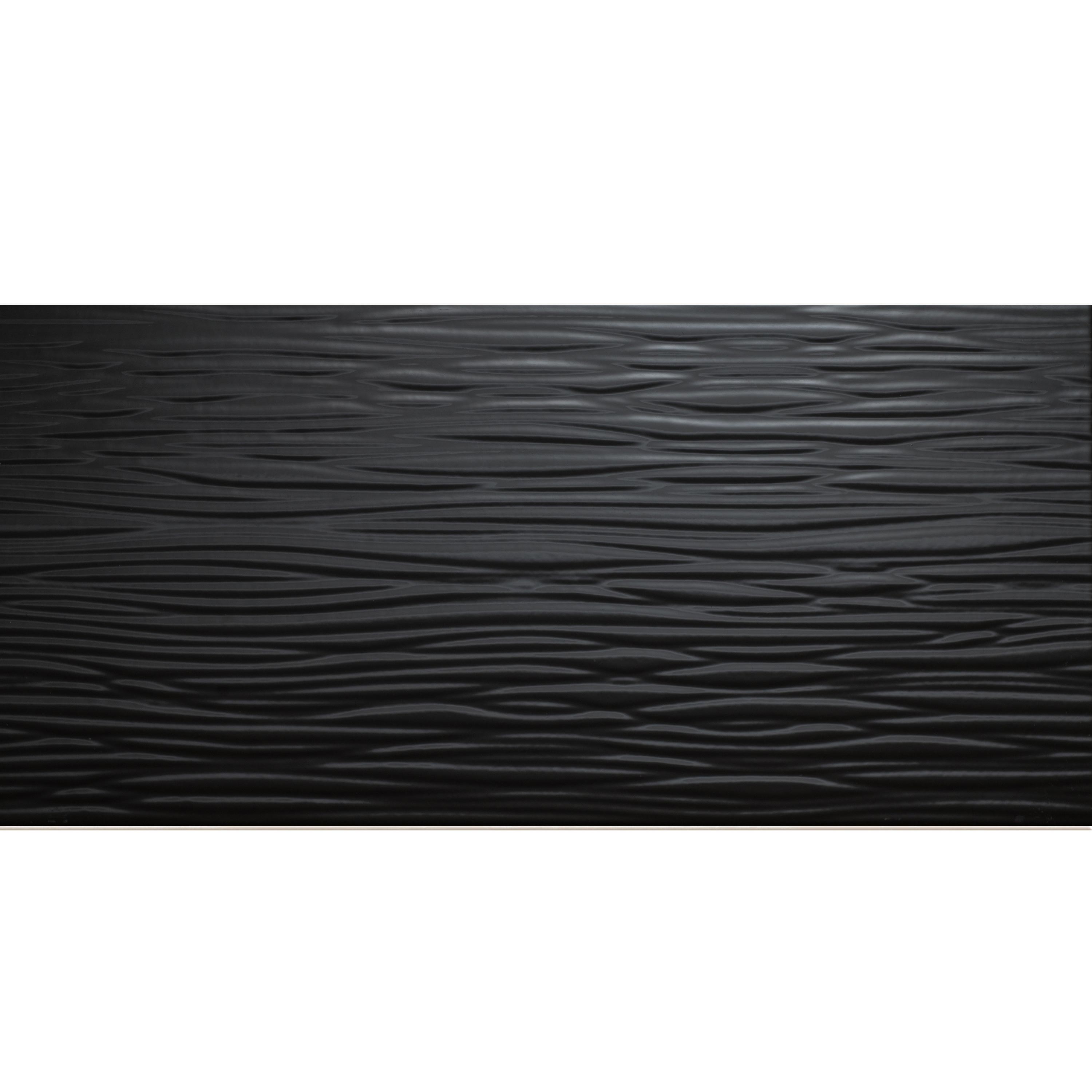 Nástěnné Obklady Norway Strukturovaný Lesklá 25x50cm Černá