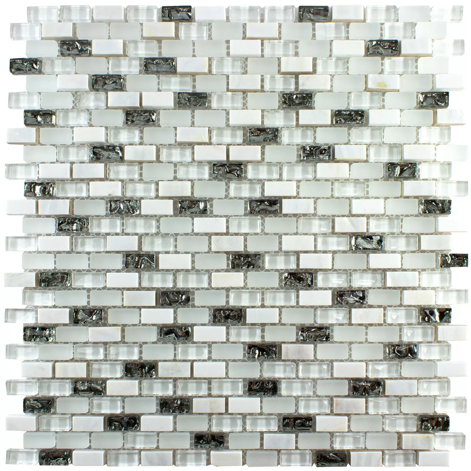 Vzorek Sklo Přírodní Kámen Perleť Mozaika Admiral Bílá Stříbrná