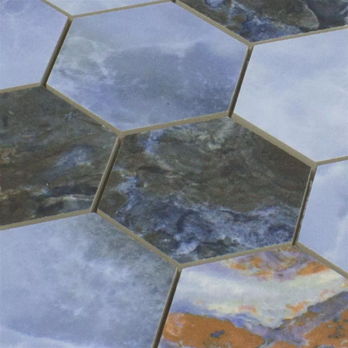 Keramická Mozaika Dlaždice Naftalin Šestiúhelník Modrá Černá