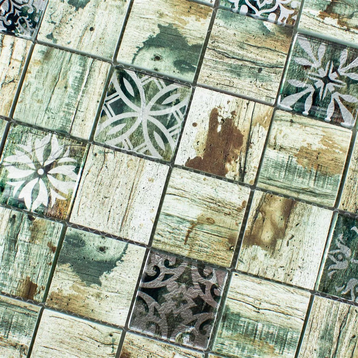 Skleněná Mozaika Dlaždice Dřevěný Vzhled Township Béžová Hnědá Q48