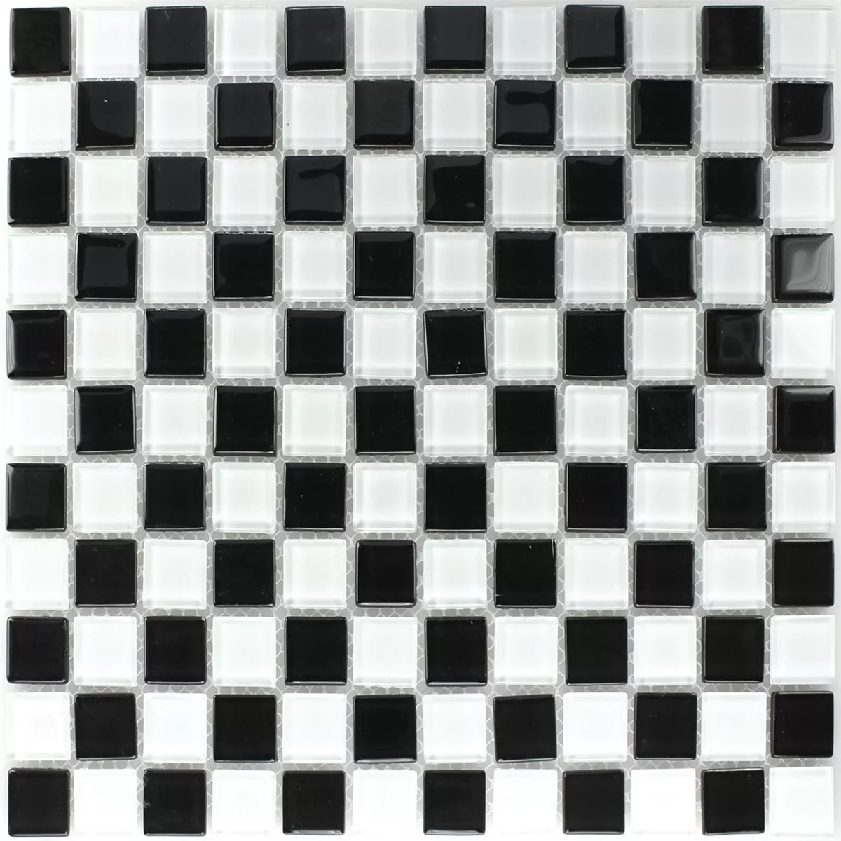 Mozaiková Dlaždice Sklo Šachovnice Černá Bílá