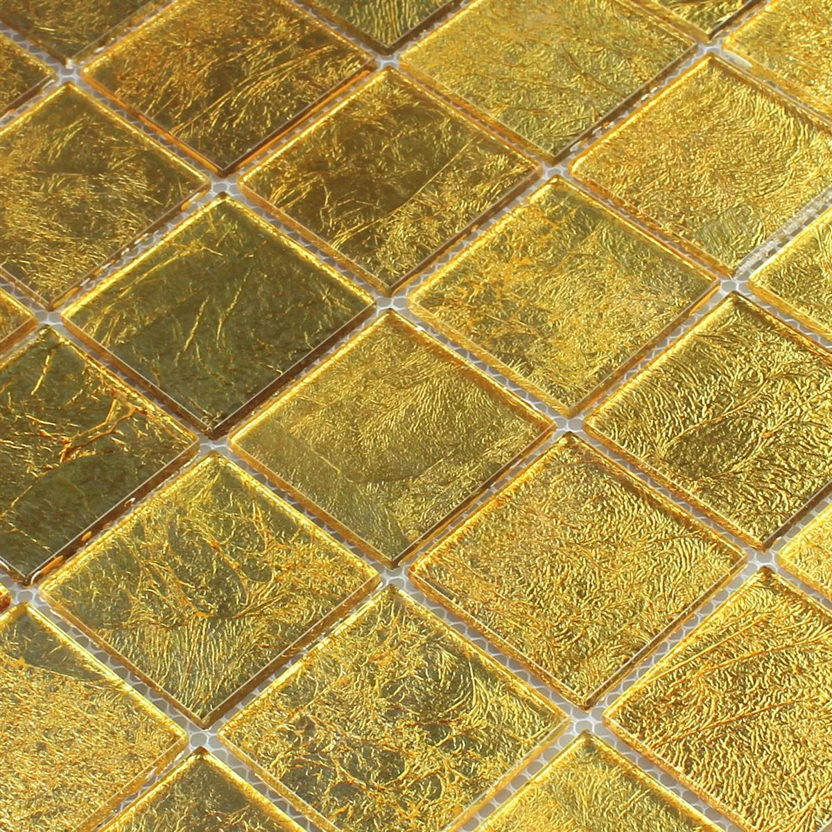 Mozaiková Dlaždice Sklo Efekt Zlatá 48x48x4mm