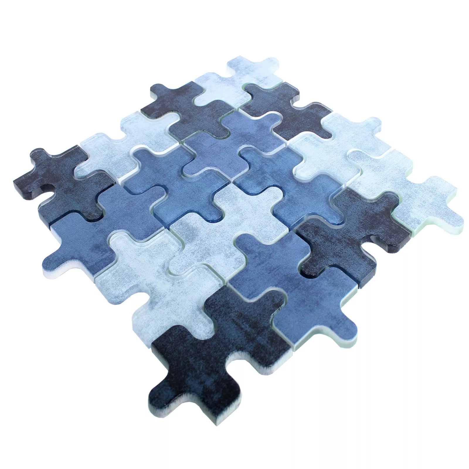 Skleněná Mozaika Dlaždice Puzzle Modrá