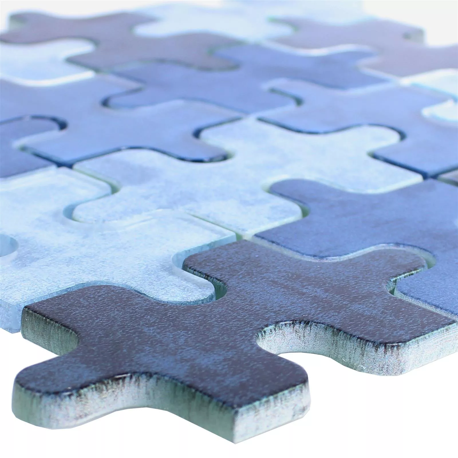 Skleněná Mozaika Dlaždice Puzzle Modrá