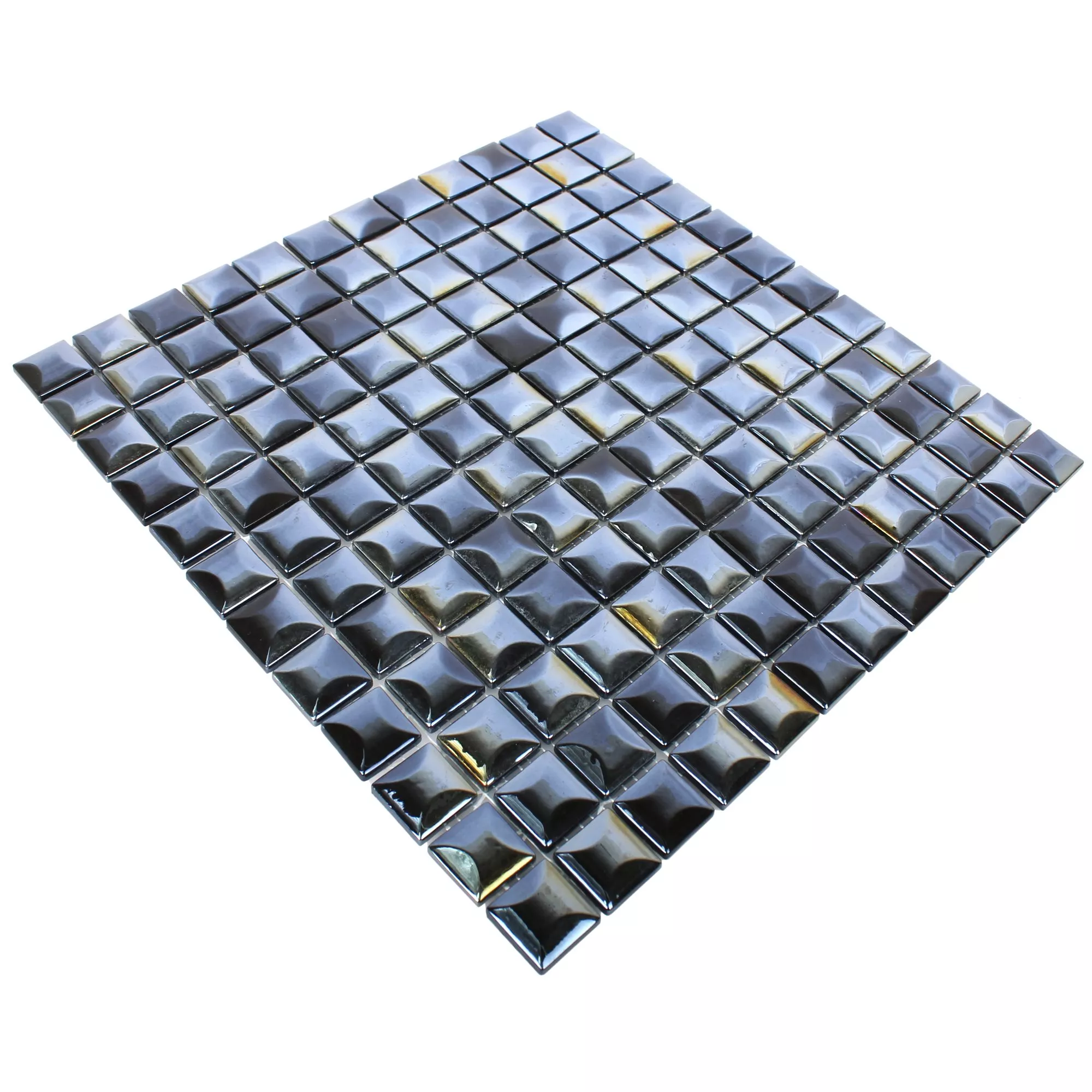 Skleněná Mozaika Dlaždice Monrovia Černá 3D Metallic