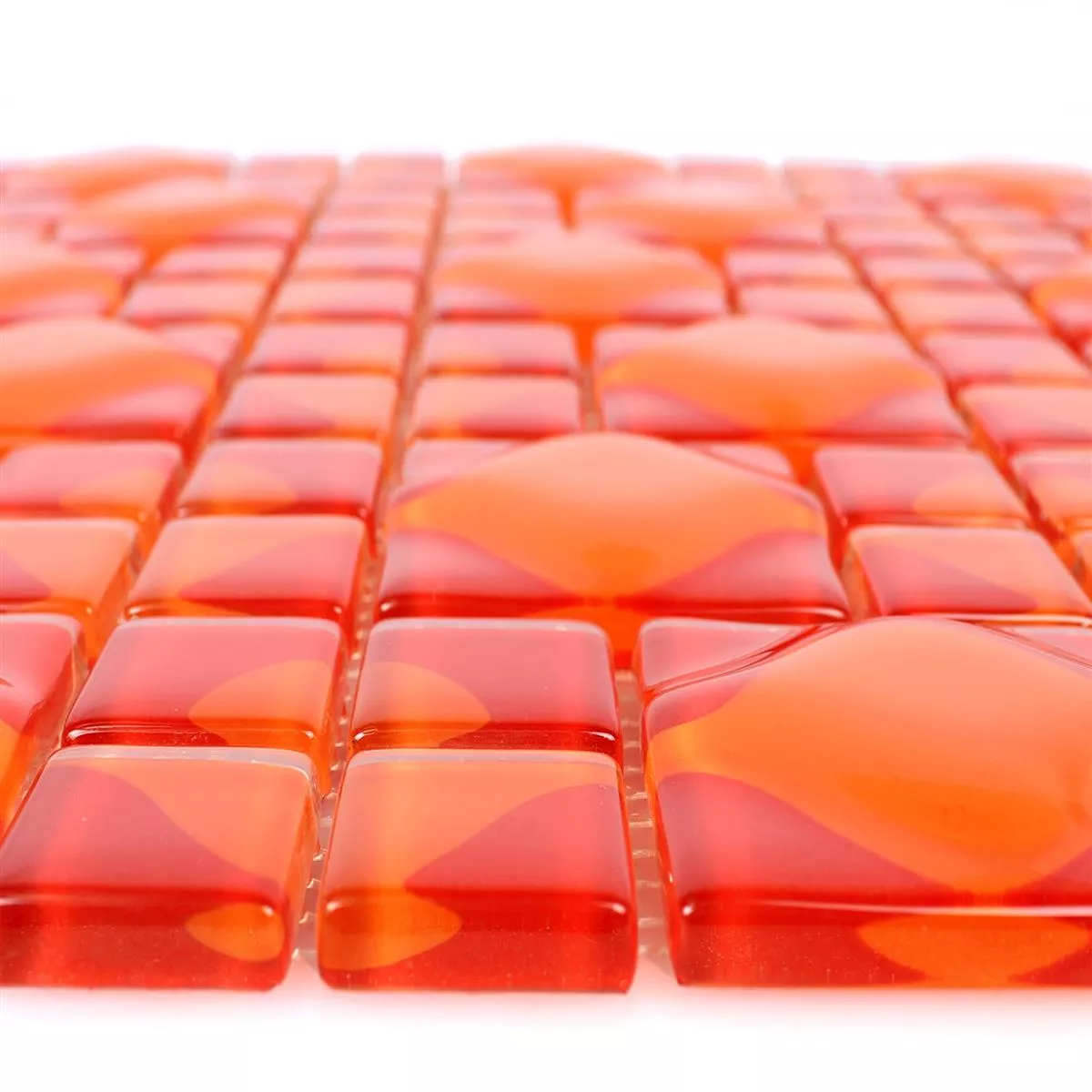 Skleněná Mozaika Dlaždice Nokta Červenooranžová 3D