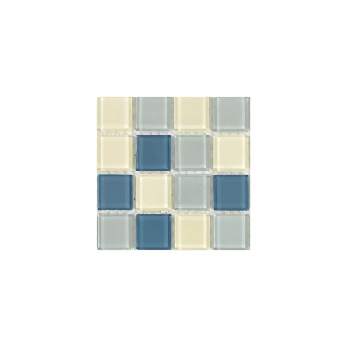 Vzorek Skleněná Mozaika Dlaždice Bommel Stříbrná Bílá Modrá