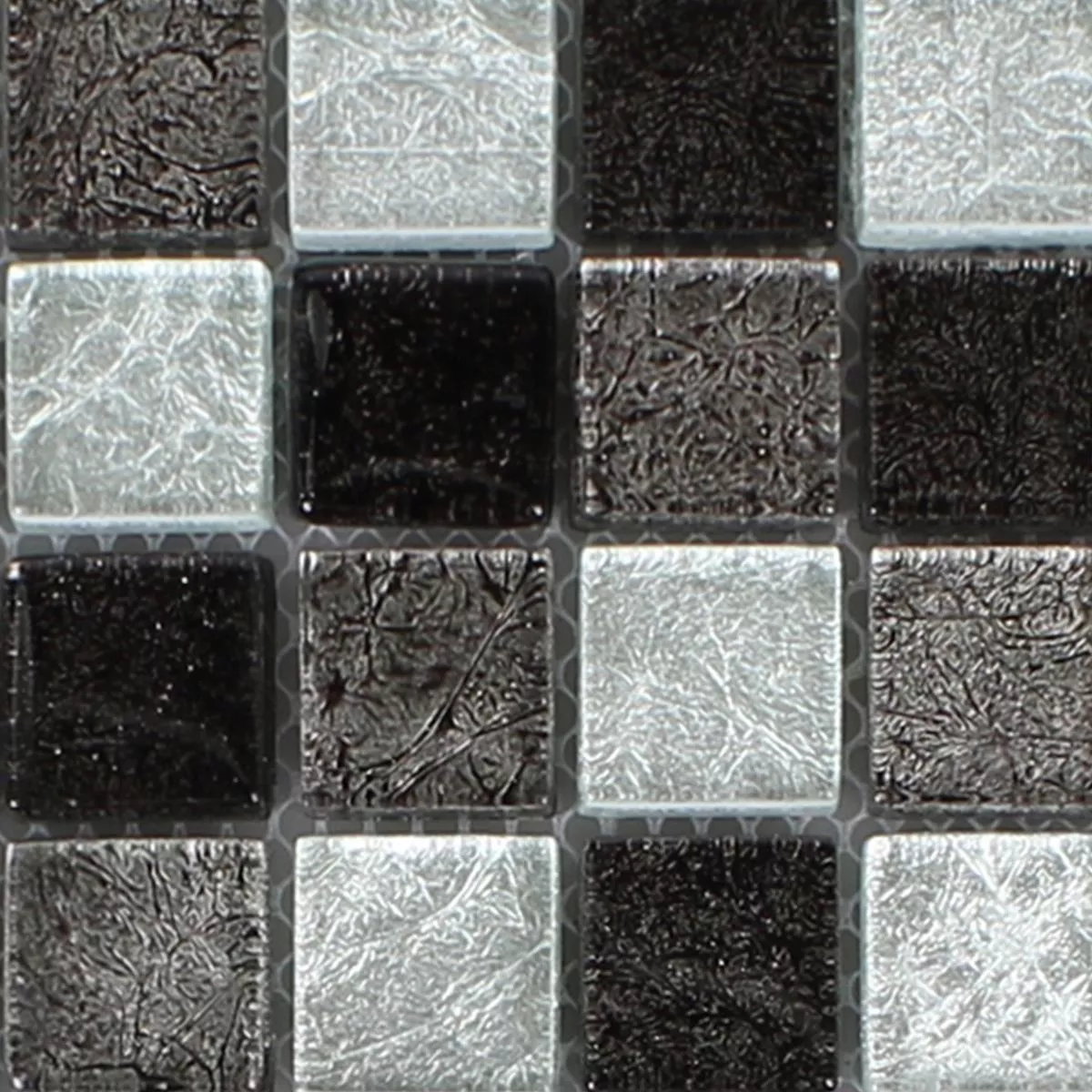 Vzorek Skleněná Mozaika Dlaždice Curlew Černá Stříbrná 