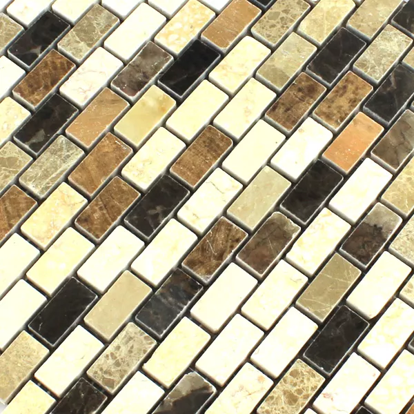 Mozaiková Dlaždice Mramor Hnědá Béžová Leštěná 15x30x7mm